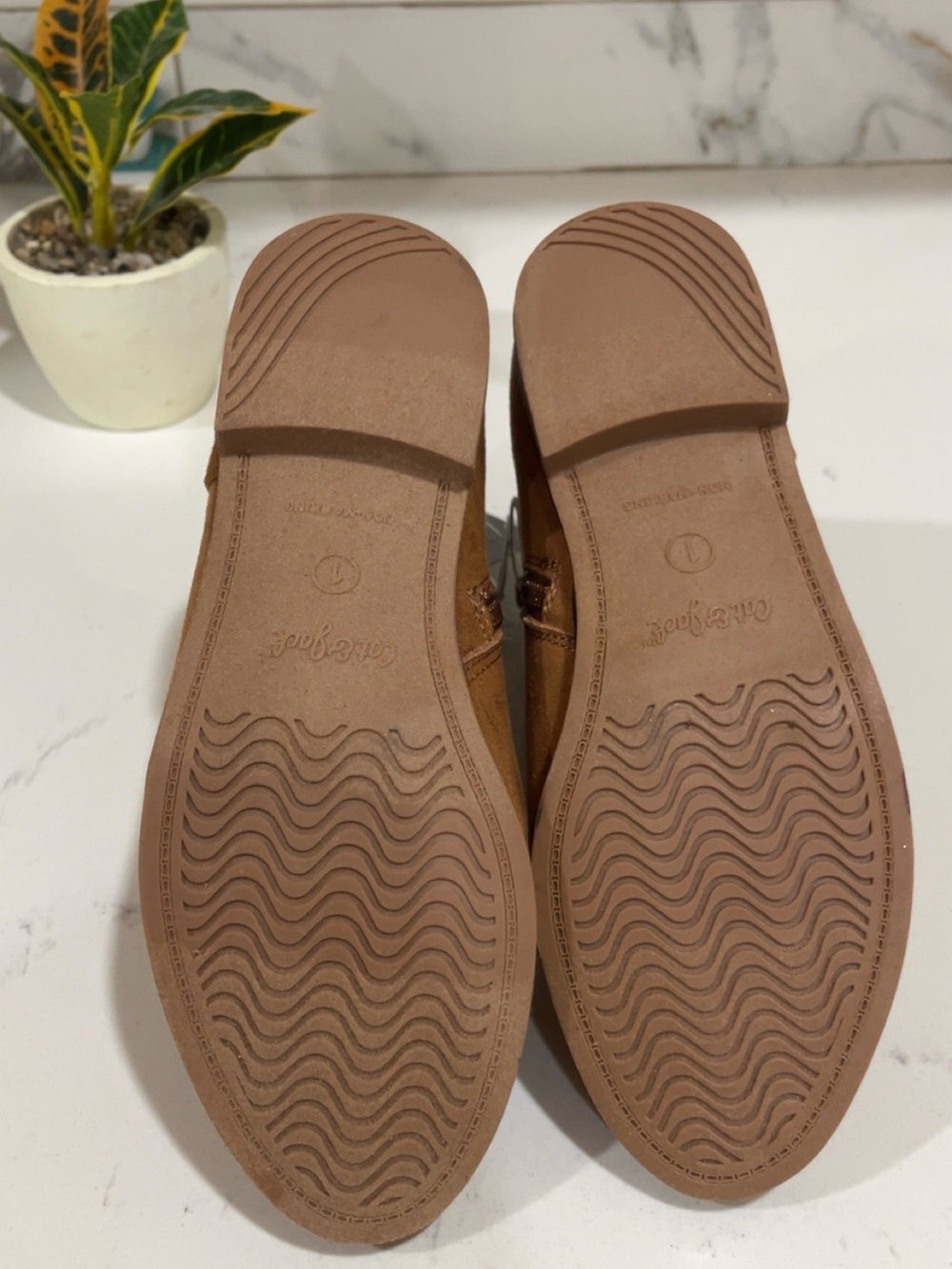 Cat & Jack Cognac Suede-Look Ankle Booties - Picture 4 of 4